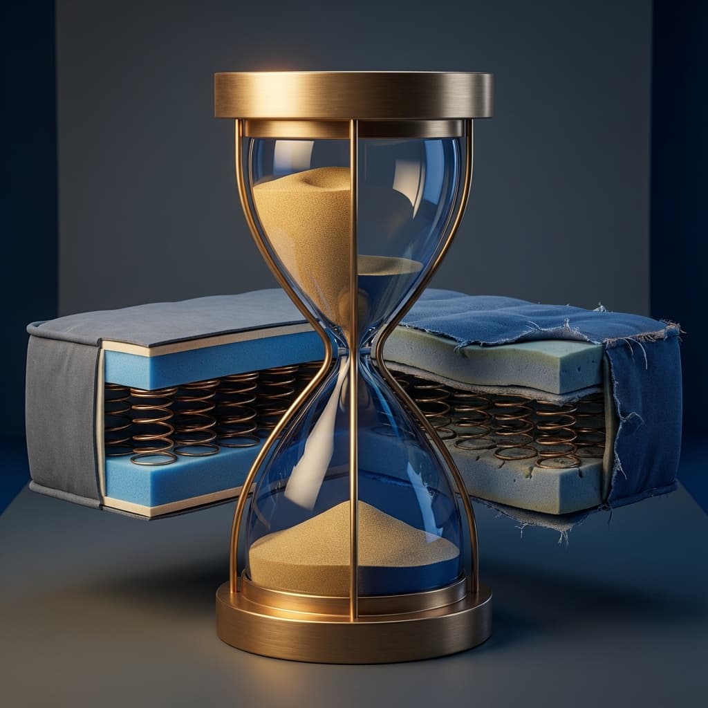 Hero image for the guide 'How Long Does a Mattress Last?', a maintenance resource designed to improve sleep quality through data-backed advice.